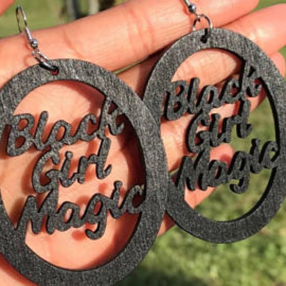 Black Girl Magic Text Lettering Earrings